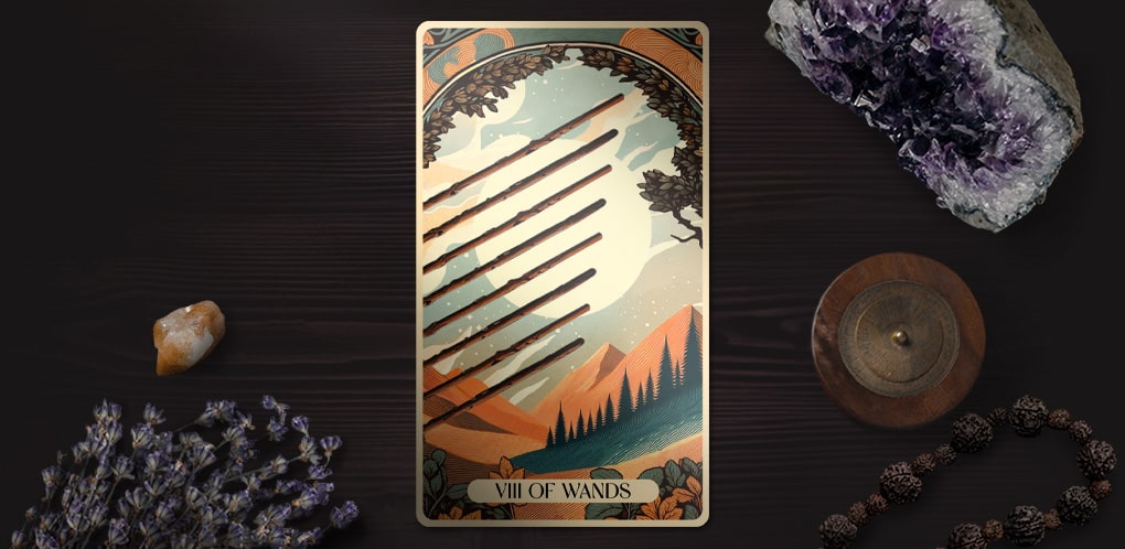 The Eight of Wands Tarot Card: Momentum, Speed, and Forward Movement