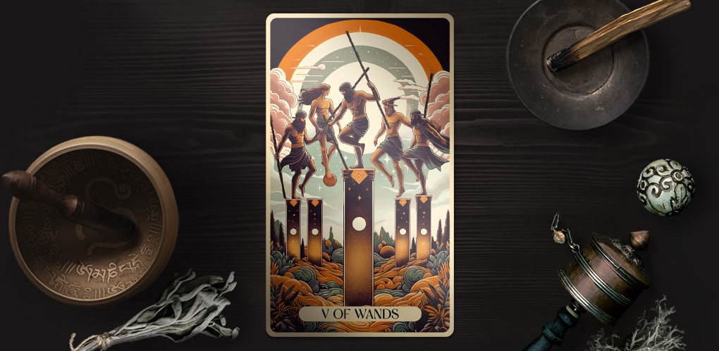 The Five of Wands Tarot Card: Conflict, Competition, and Creative Challenge